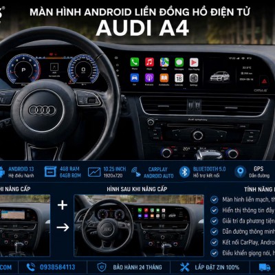 M&agrave;n h&igrave;nh android liền đồng hồ điện tử xe Audi A4