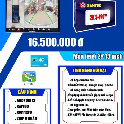 Màn hình android Santek S Pro 2K 360