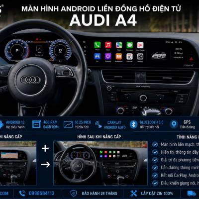 M&agrave;n h&igrave;nh android liền đồng hồ điện tử xe Audi A4