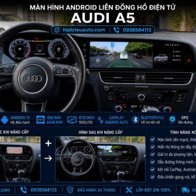 Man h&igrave;nh android liền đồng hồ điện tử xe Audi A5