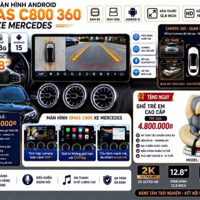 M&agrave;n h&igrave;nh android Omas C800 360 xe Mercedes