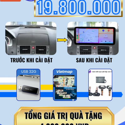 Màn hình android C400 360 xe Mercedes C